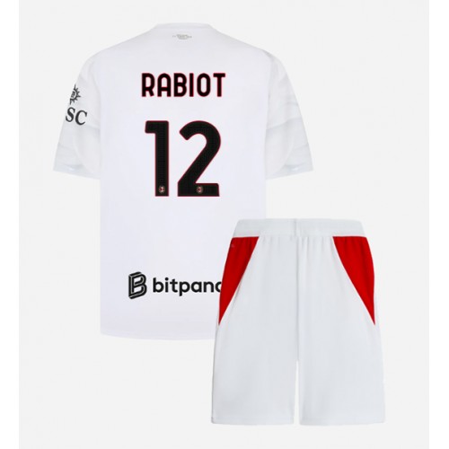 Stroje piłkarskie AC Milan Adrien Rabiot #12 Koszulka Wyjazdowej dla dzieci 2026-27 Krótki Rękaw (+ szorty)